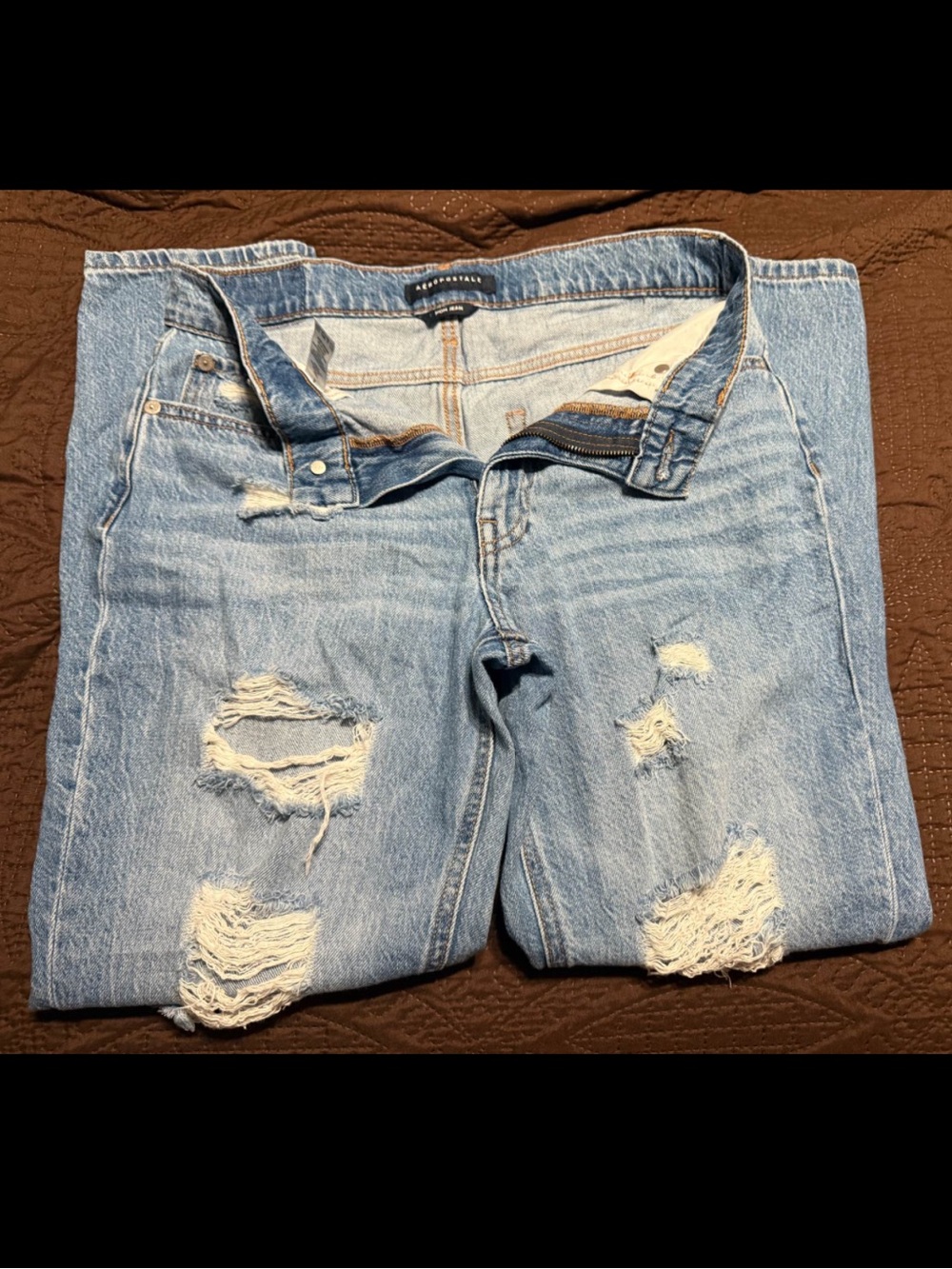 Aeropostale Light Blue Distressed MOM Jeans